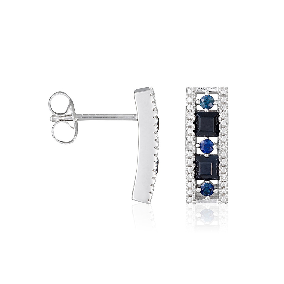 Boucles d'oreilles "Eugénie" Or blanc et Saphir Boucles d'oreilles "Eugénie" Or blanc et Saphir