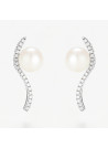 Boucles d'oreilles " Adèle" Or blanc et Perle