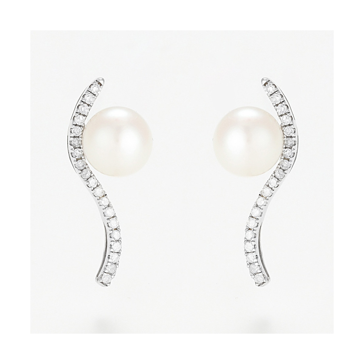 Boucles d'oreilles " Adèle" Or blanc et Perle Boucles d'oreilles " Adèle" Or blanc et Perle