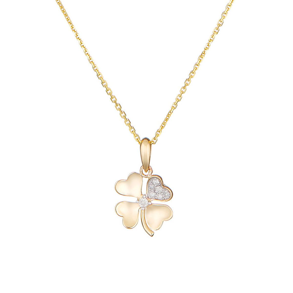 Pendentif "Azurine" Or jaune et Diamant Pendentif Trèfle Or jaune et Diamant