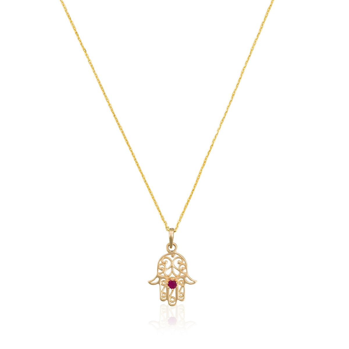 Pendentif "Irisé" Or jaune Pendentif "Main de Fatma Rubis" Or jaune