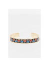 Bracelet Jonc ICONIS bleu et rouge finition dorée