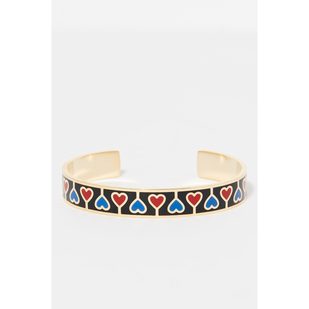 Bracelet Jonc ICONIS bleu et rouge finition dorée