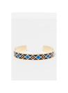 Bracelet Jonc MOSAIKA bleu et noir finition dorée