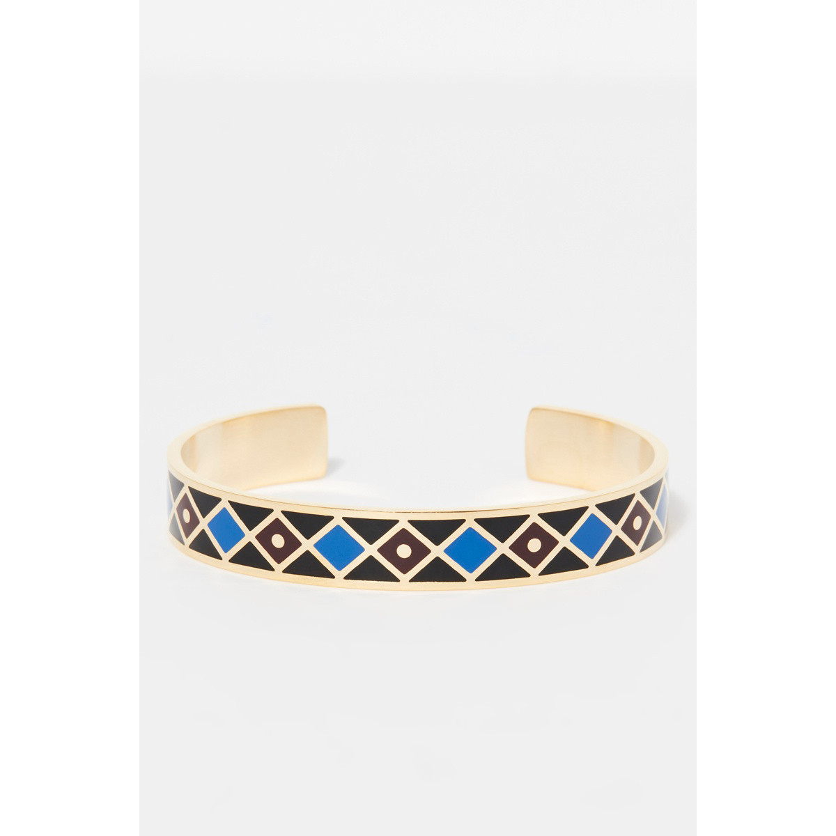Bracelet Jonc MOSAIKA bleu et noir finition dorée Bracelet Jonc MOSAIKA bleu et noir finition dorée