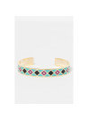 Bracelet Jonc MOSAIKA turquoise et violet finition dorée