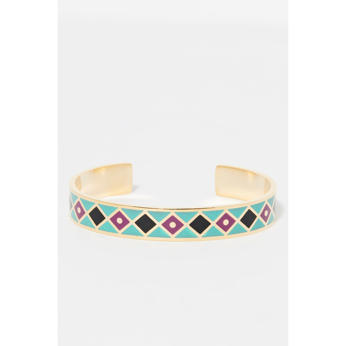 Bracelet Jonc MOSAIKA turquoise et violet finition dorée Bracelet Jonc MOSAIKA turquoise et violet finition dorée