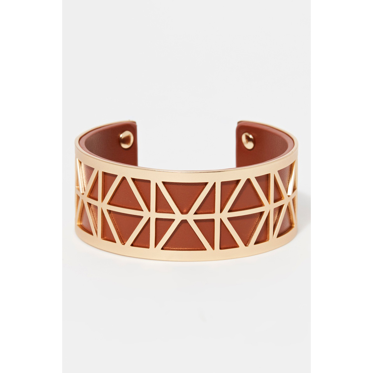Bracelet Manchette ESTHETIS marron finition dorée