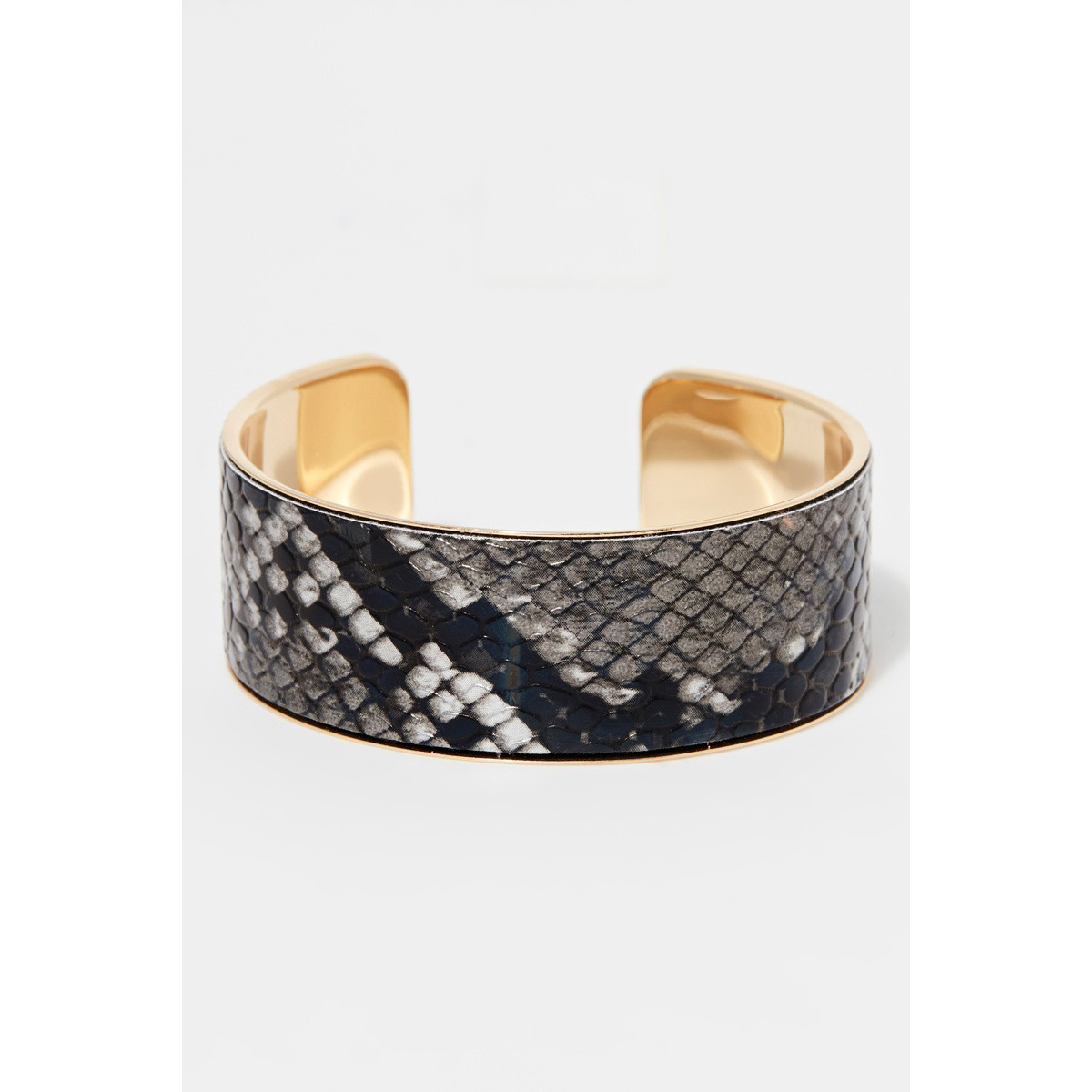 Bracelet Manchette ARTELYS émail noir finition argentée