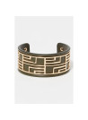 Bracelet Manchette POESINA vert finition dorée