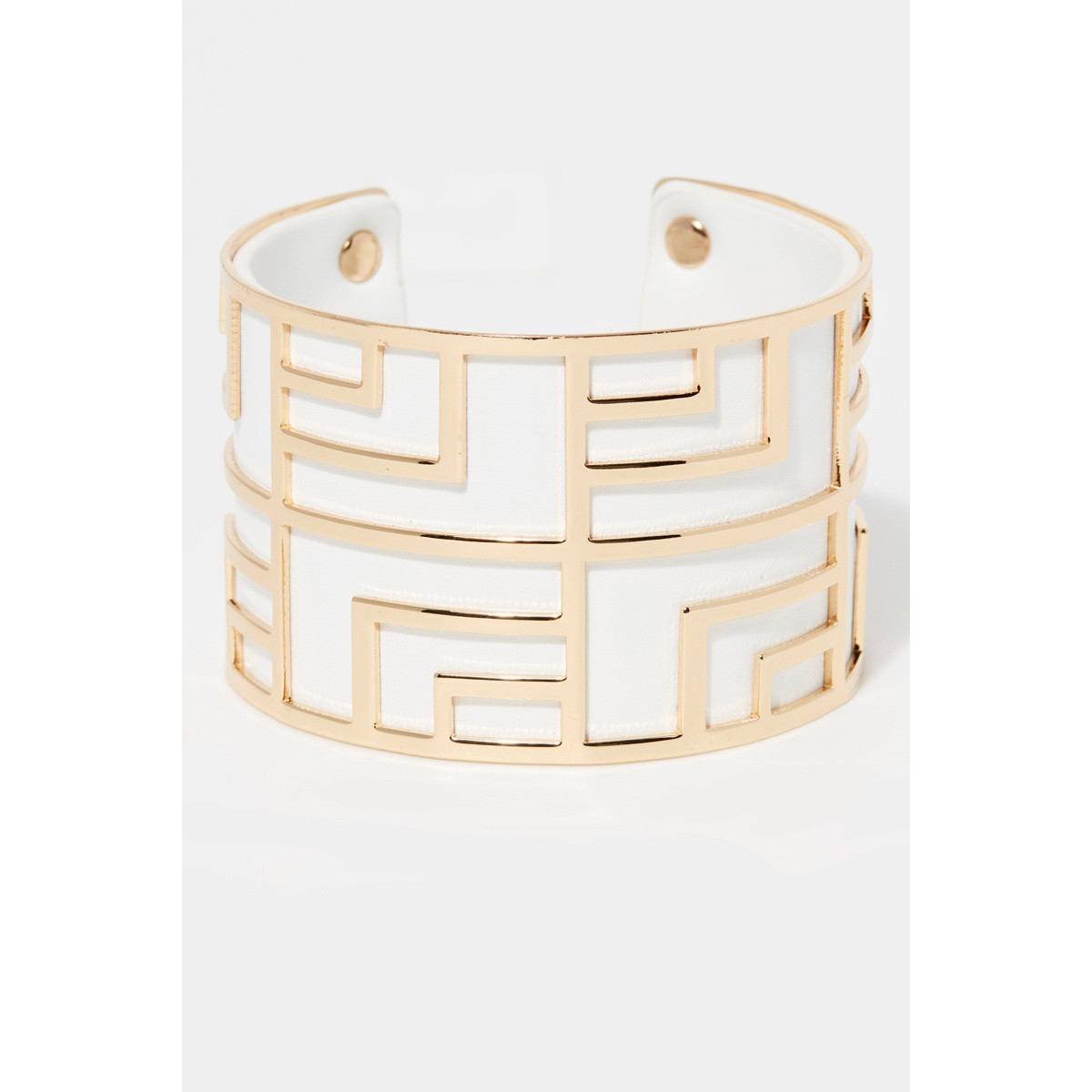 Bracelet Manchette EPOPEE blanc finition dorée Bracelet Manchette EPOPEE blanc finition dorée
