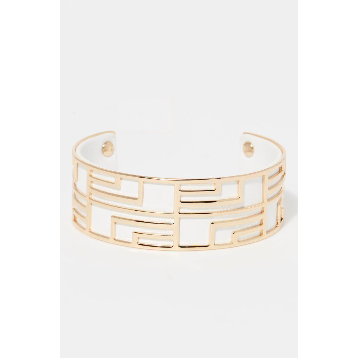 Bracelet Manchette DESSINIA blanc finition dorée