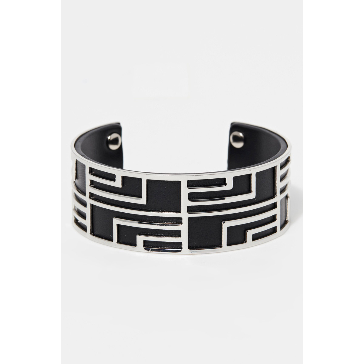 Bracelet Manchette DESSINIA noir finition argentée Bracelet Manchette DESSINIA noir finition argentée