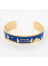 Bracelet Manchette COMMEDIA émail bleu finition dorée