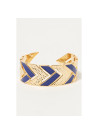 Bracelet Manchette SERENADEA émail bleu finition dorée