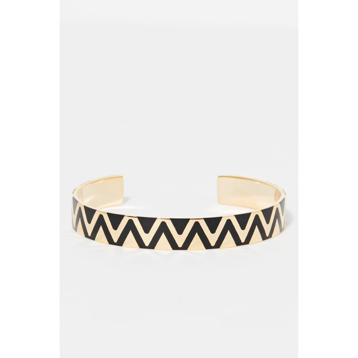 Bracelet Jonc SCULPTORIA émail noir finition dorée