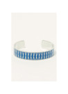 Bracelet Manchette POETIKA émail bleu finition argentée