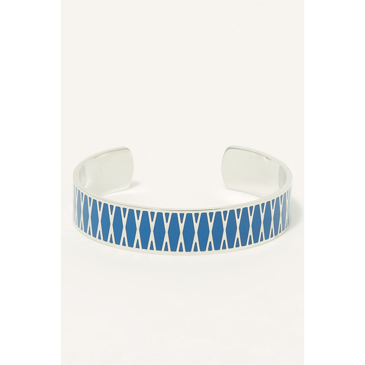 Bracelet Manchette POETIKA émail bleu finition argentée Bracelet Manchette POETIKA émail bleu finition argentée