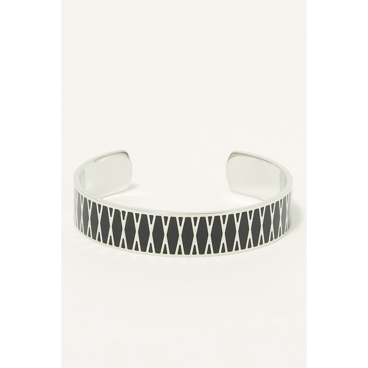 Bracelet Manchette POETIKA émail noir finition argentée Bracelet Manchette POETIKA émail noir finition argentée