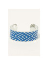 Bracelet Manchette HARMONIEA émail bleu finition argentée