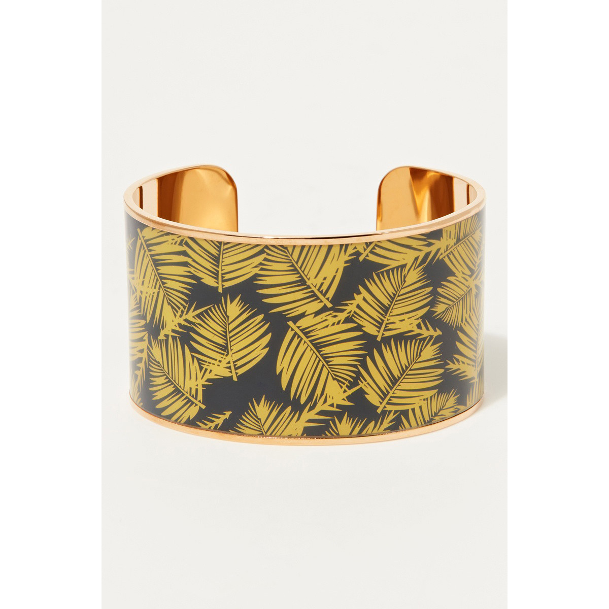Bracelet Manchette PROSAEA émail noir finition dorée Bracelet Manchette PROSAEA émail noir finition dorée