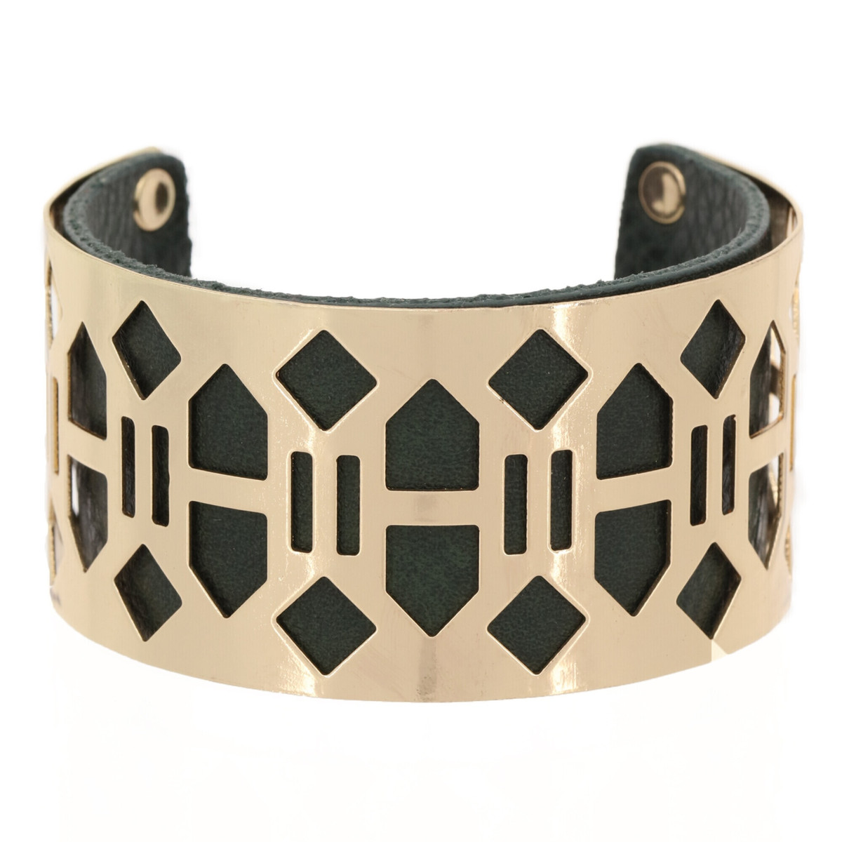 Bracelet Manchette ILLUSTROS vert et gris finition rosée