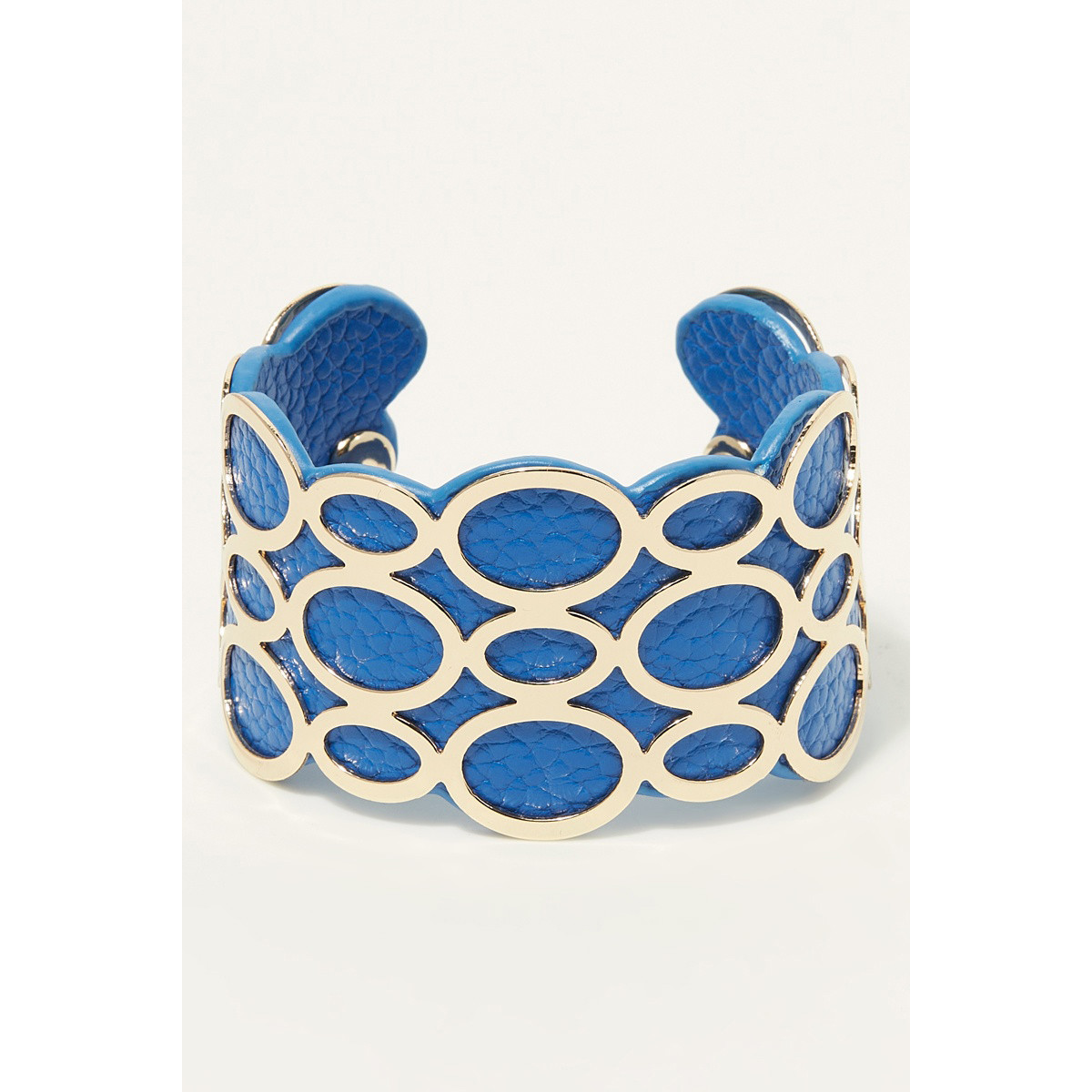 Bracelet Manchette CANZONA bleu finition dorée