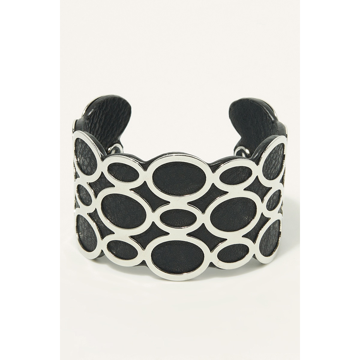 Bracelet Manchette CANZONA noir finition argentée