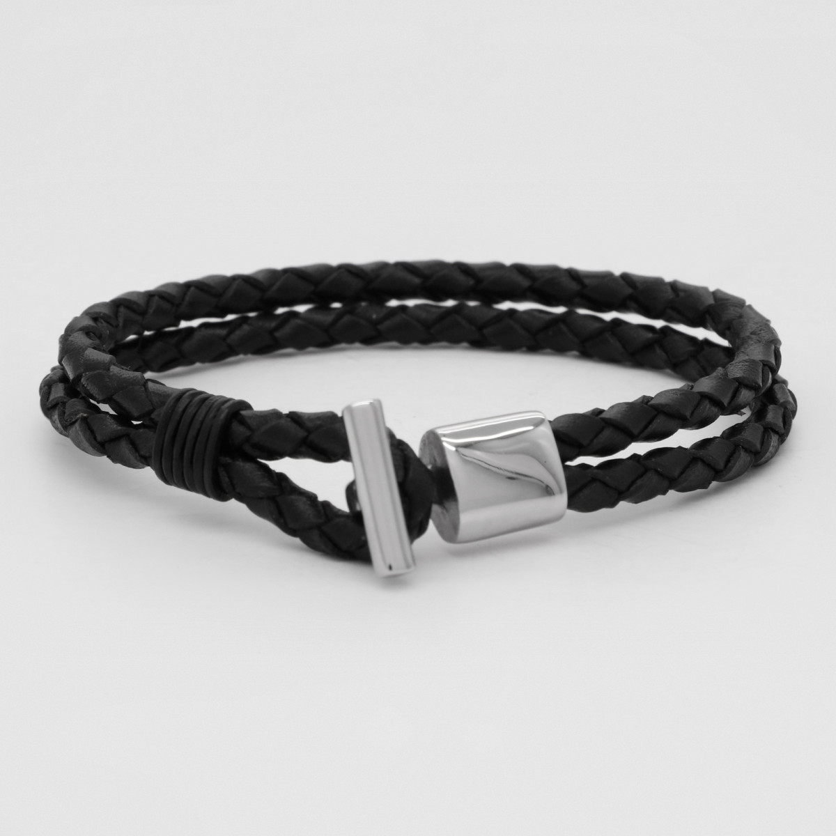 Bracelet Homme Cuir et Acier"Dune" Taille L