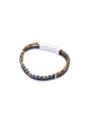 Bracelet Homme double cuir et perles oeil de tigre et lapis 'Blaise'"Icarus" Taille L