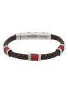 Bracelet Homme en acier et cuir "Cirrus" Taille L