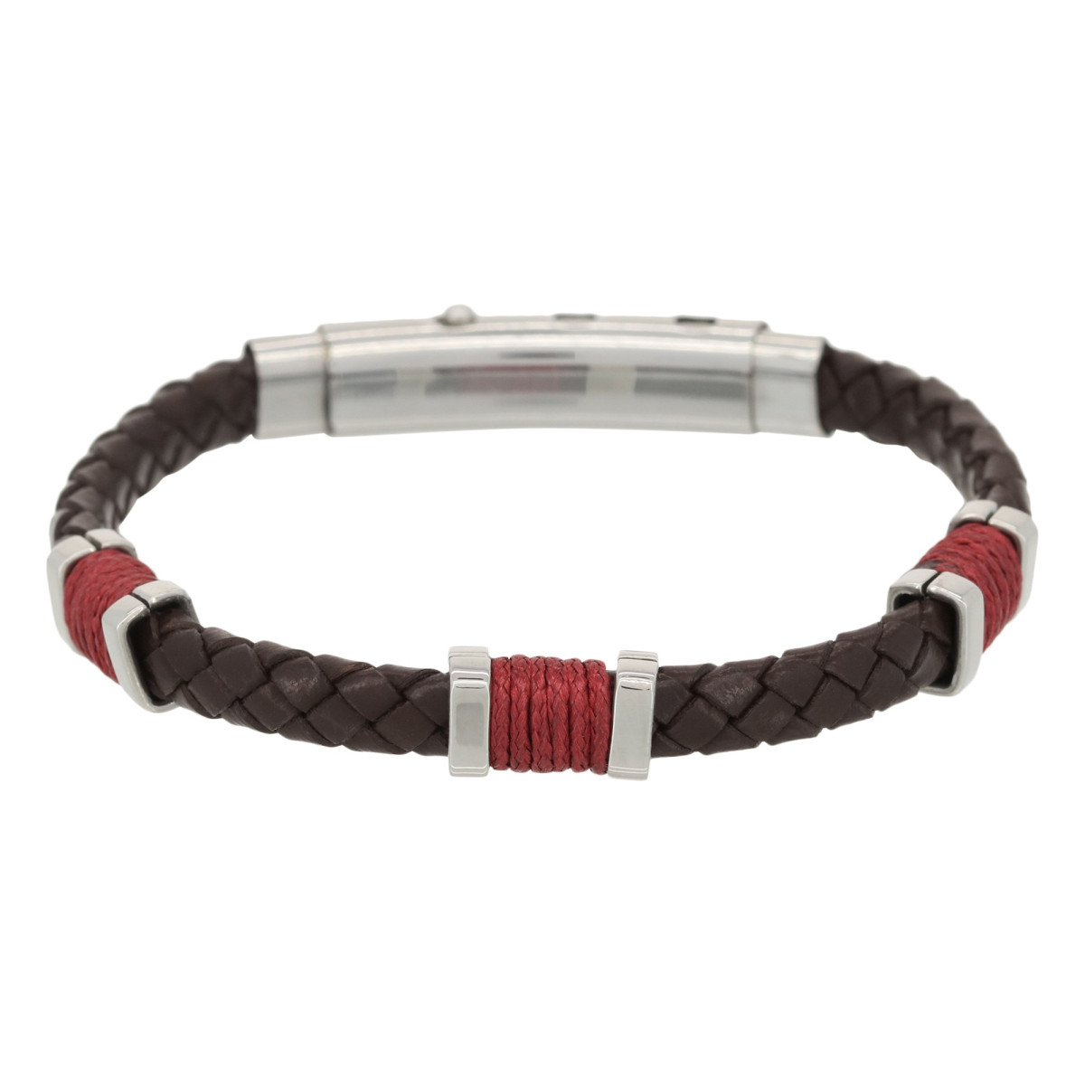 Bracelet Homme en acier et cuir "Cirrus" Taille L Bracelet Homme en acier et cuir "Cirrus" Taille L