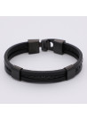Bracelet Homme cuir noir acier"Celion" Taille L