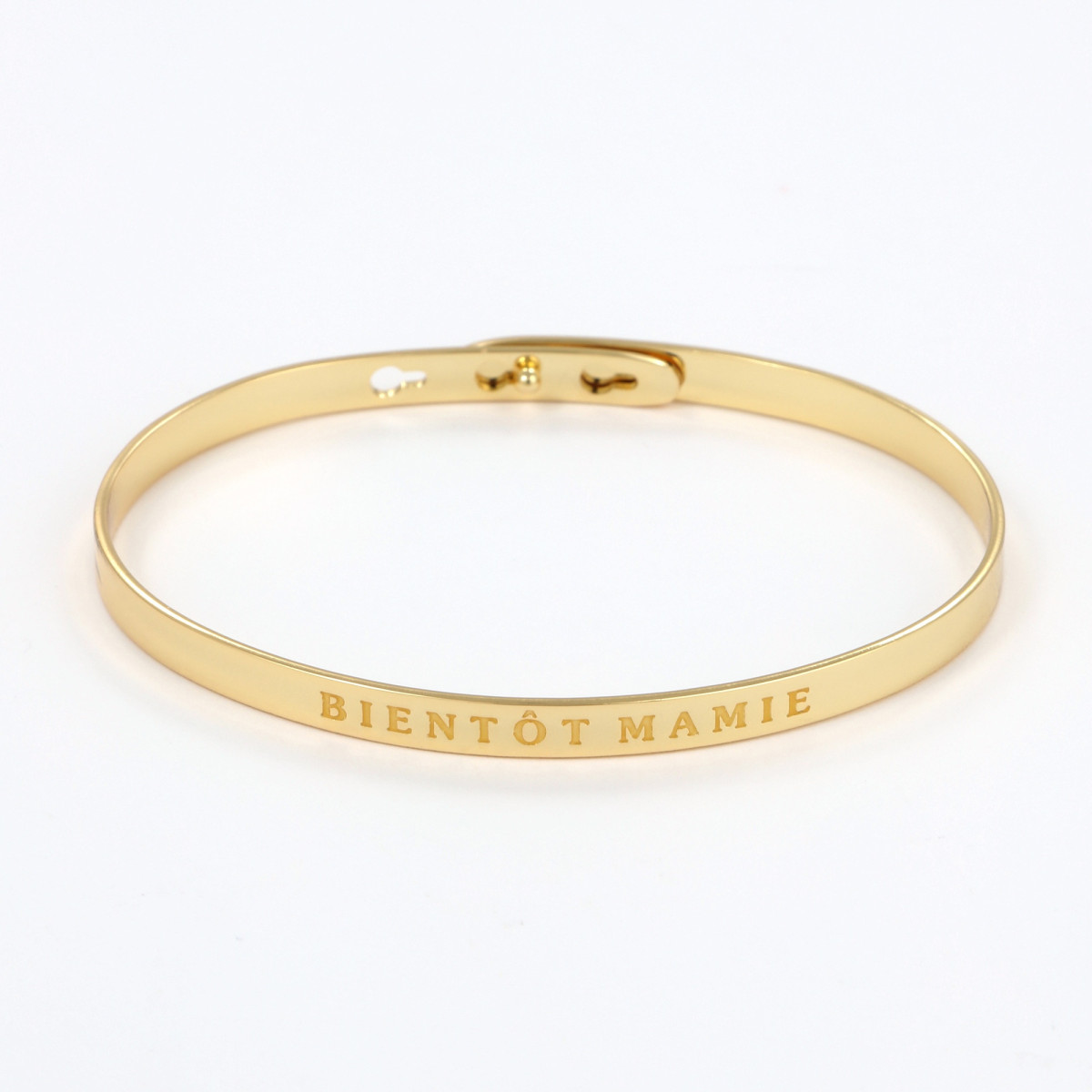 Bracelet à message "Bientôt Mamie" Laiton doré