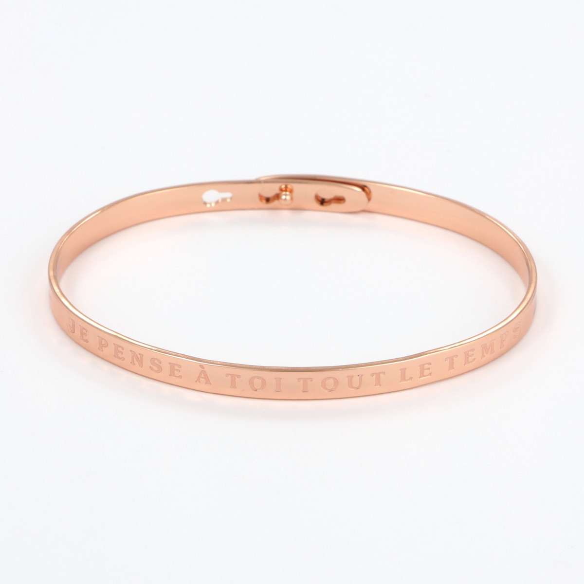 Bracelet à message "Je Pense à Toi Tout Le Temps" Laiton rosé Bracelet à message "Je Pense à Toi Tout Le Temps" Laiton rosé