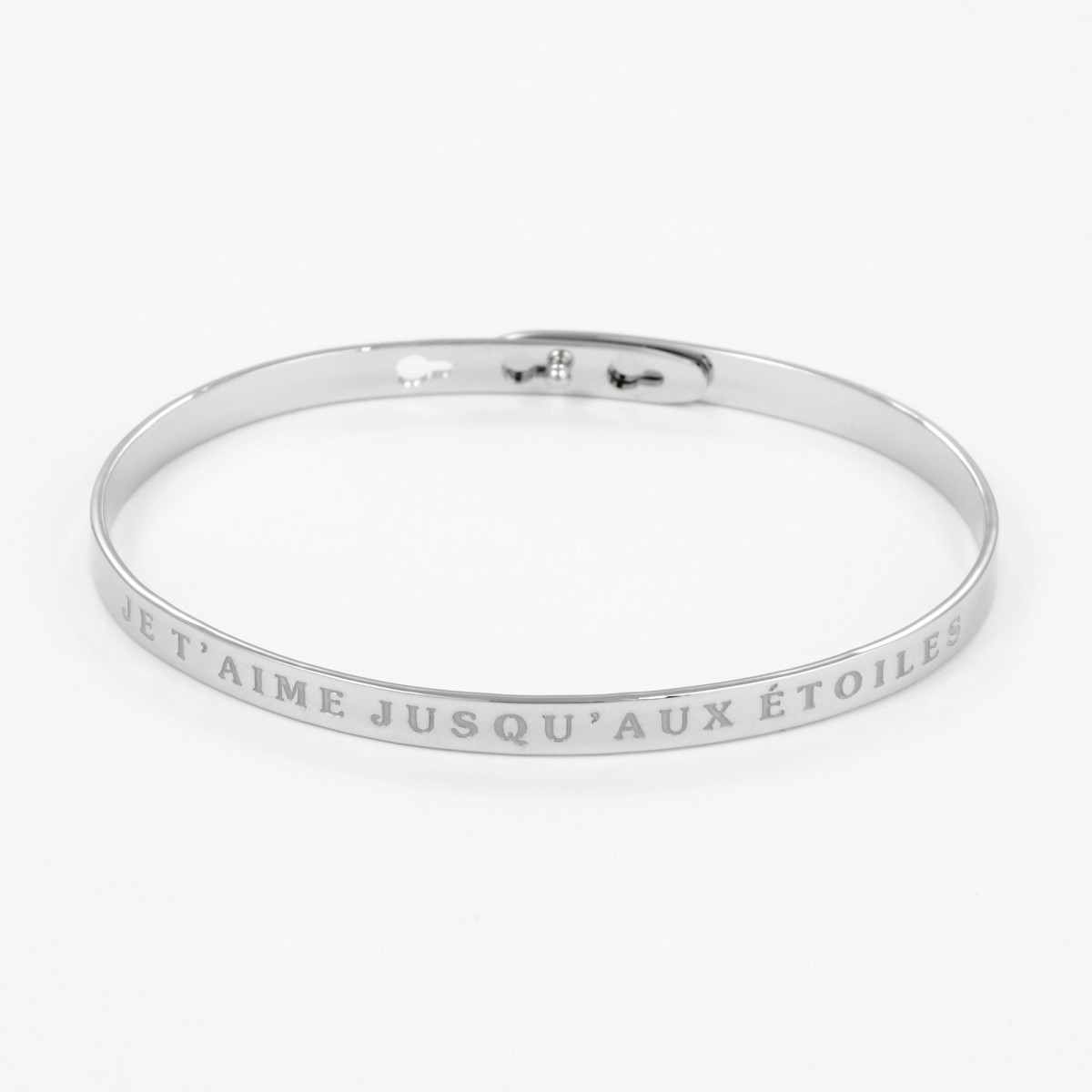 Bracelet à message "Je t'aime Jusqu'à La Lune Et Aux Étoiles" Laiton argenté