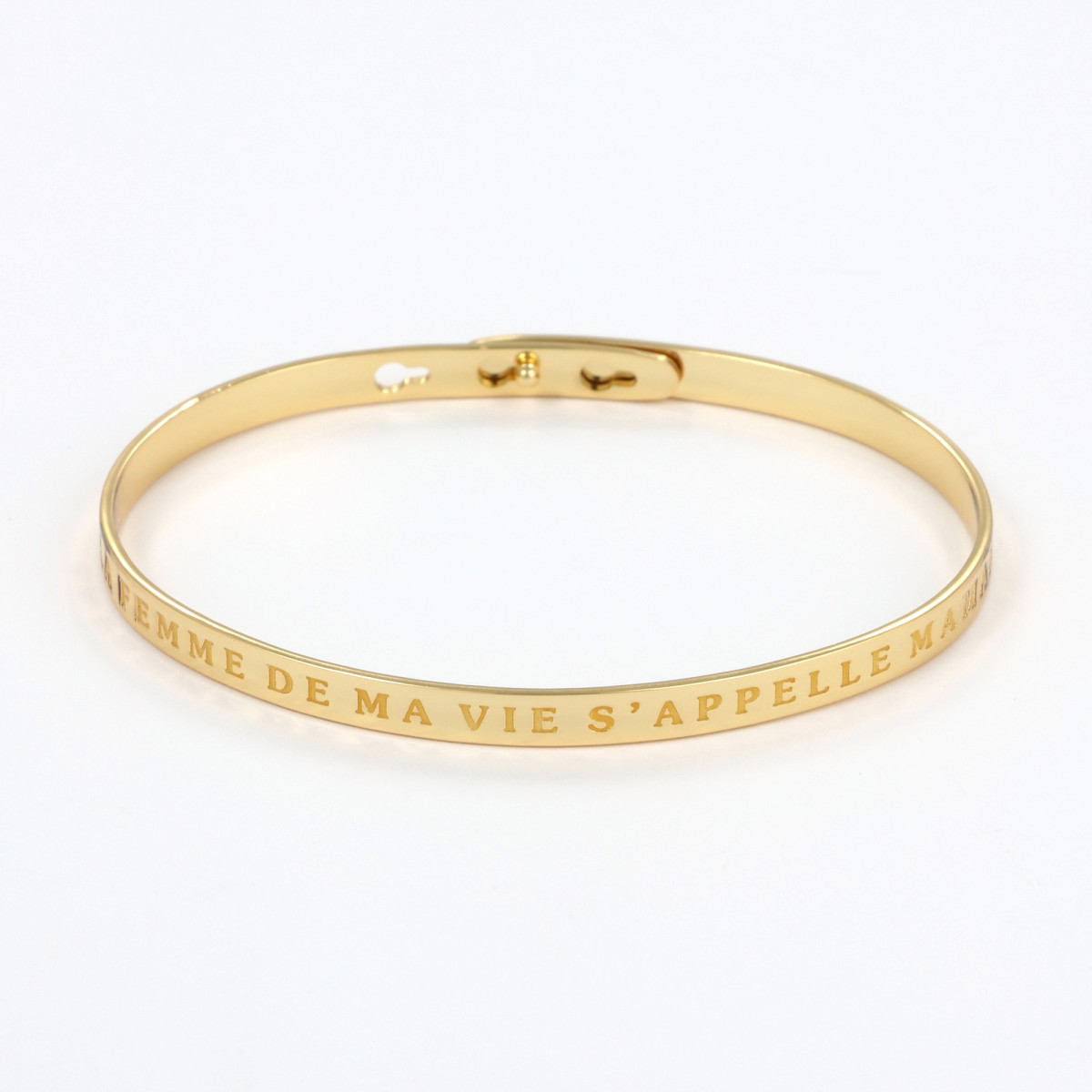 Bracelet à message "La Femme de Ma Vie s'appelle Maman" Laiton doré