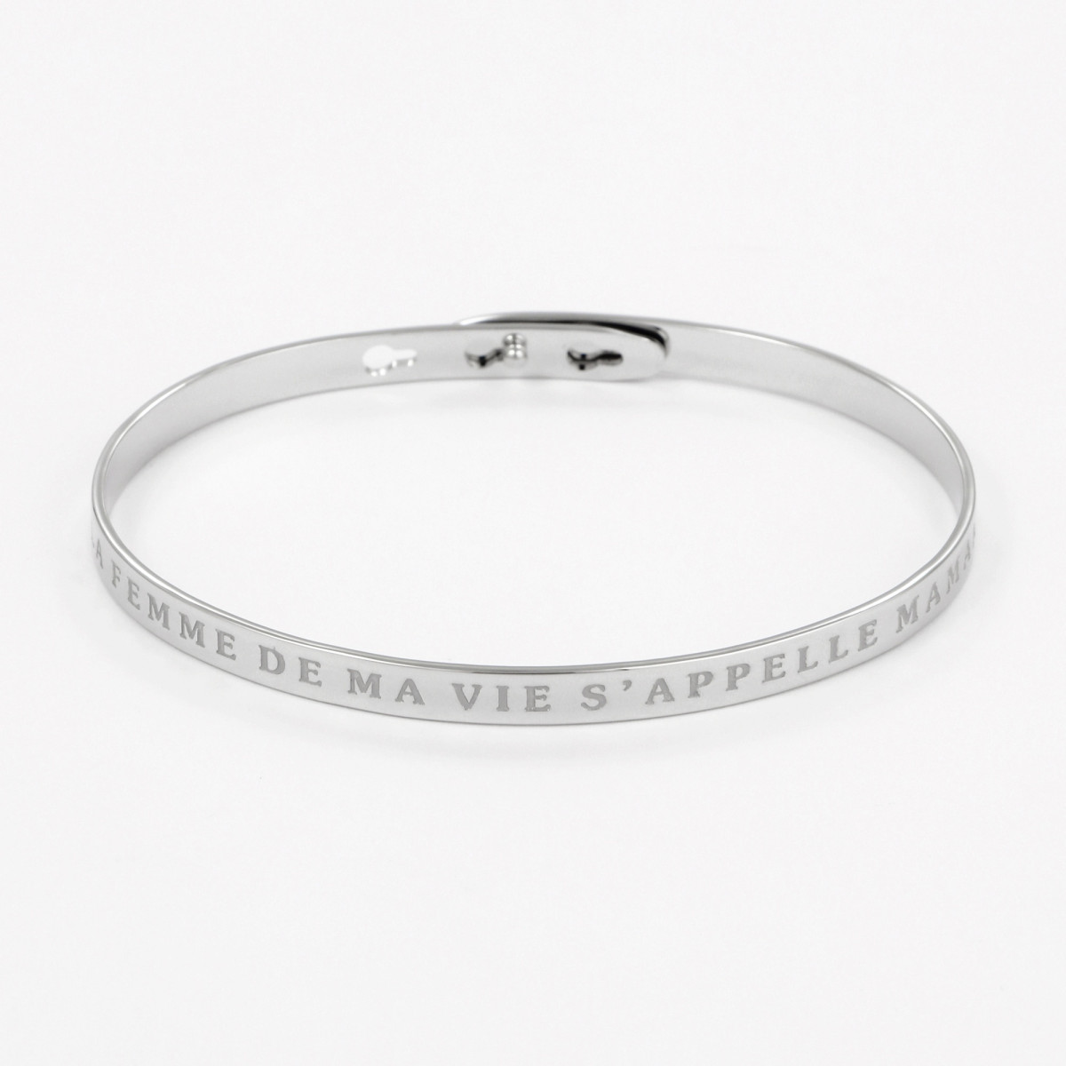 Bracelet à message "La Femme de Ma Vie s'appelle Maman" Laiton argenté