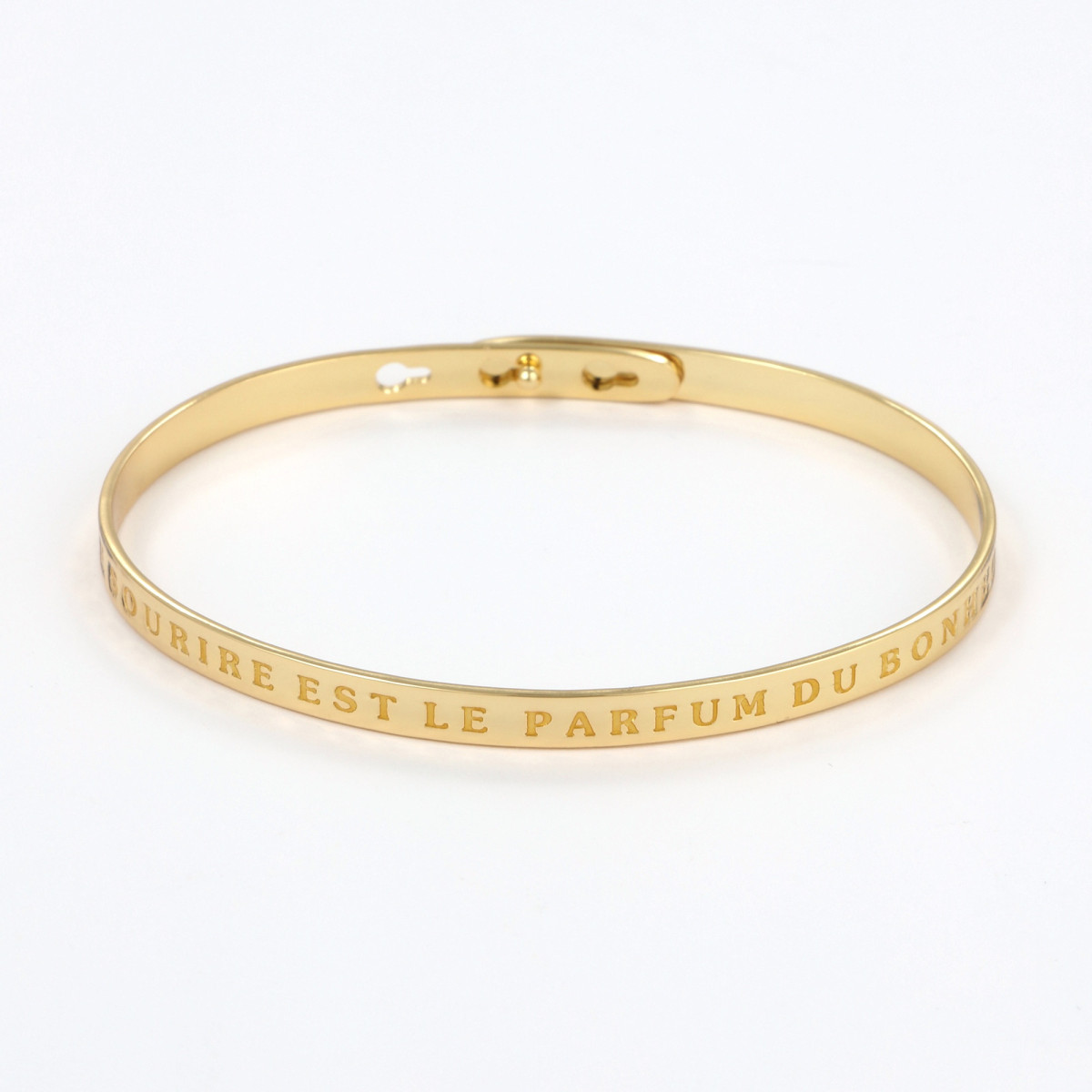 Bracelet à message "Le Sourire est Le Parfum du Bonheur" Laiton doré Bracelet à message "Le Sourire est Le Parfum du Bonheur" Laiton doré