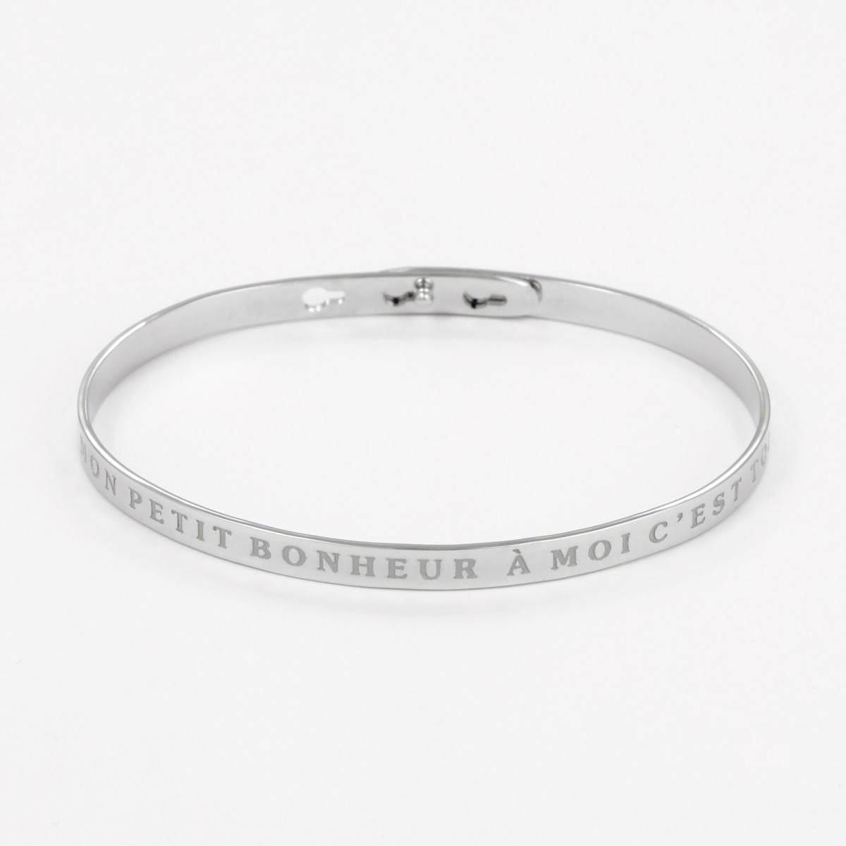 Bracelet à message "Mon Petit Bonheur à Moi c'est Toi" Laiton argenté Bracelet à message "Mon Petit Bonheur à Moi c'est Toi" Laiton argenté