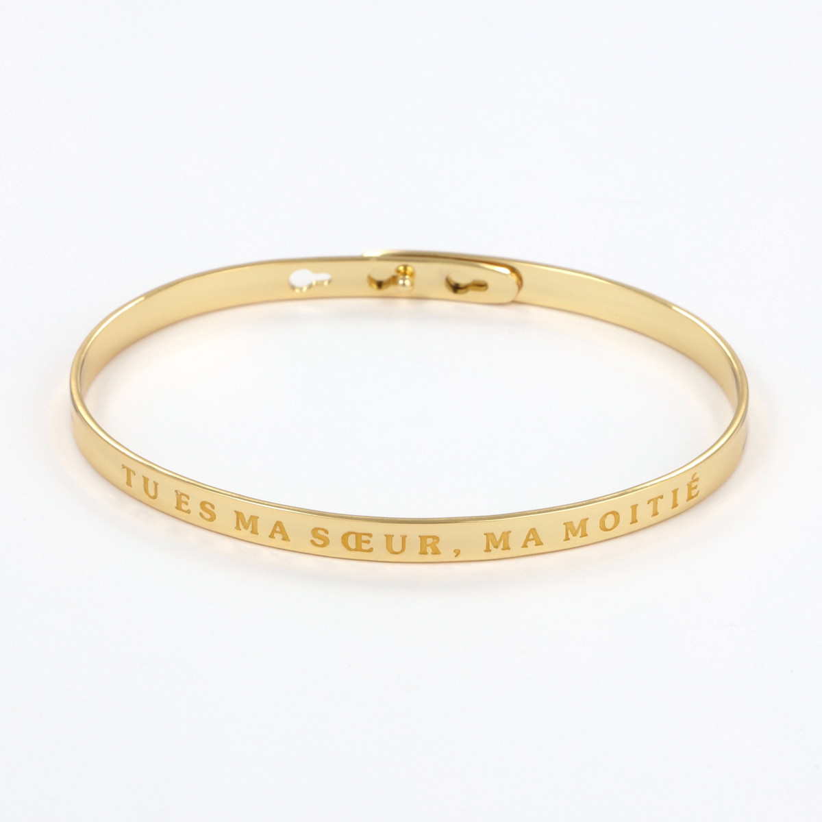 Bracelet à message "Tu es ma sœur, Ma Moitié" Laiton doré Bracelet à message "Tu es ma sœur, Ma Moitié" Laiton doré