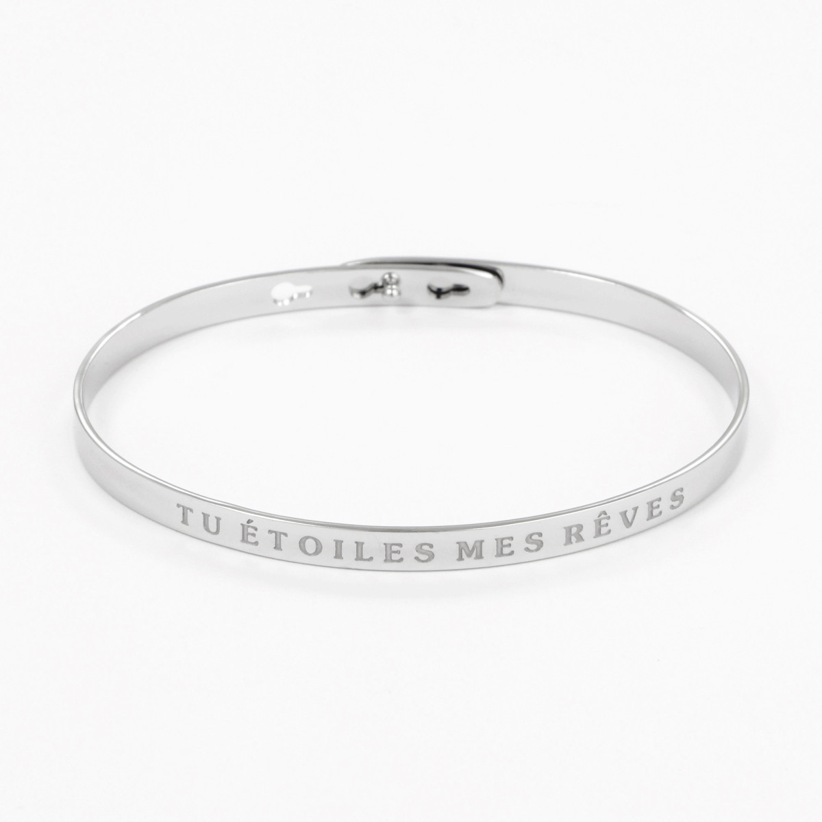 Bracelet à message "Tu Étoiles Mes Rêves" Laiton argenté Bracelet à message "Tu Étoiles Mes Rêves" Laiton argenté