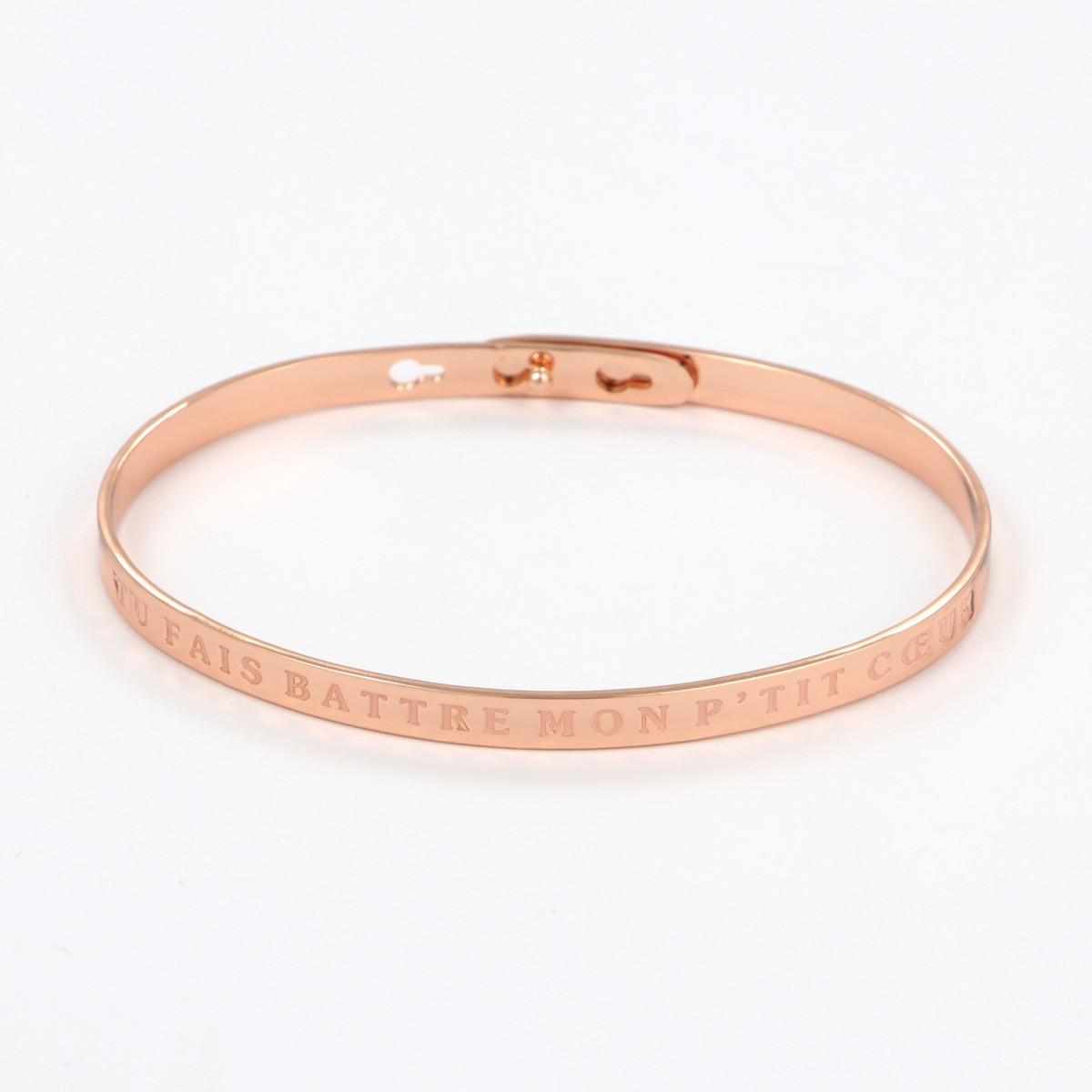 Bracelet à message "Tu Fais Battre Mon P'Tit Cœur" Laiton rosé Bracelet à message "Tu Fais Battre Mon P'Tit Cœur" Laiton rosé