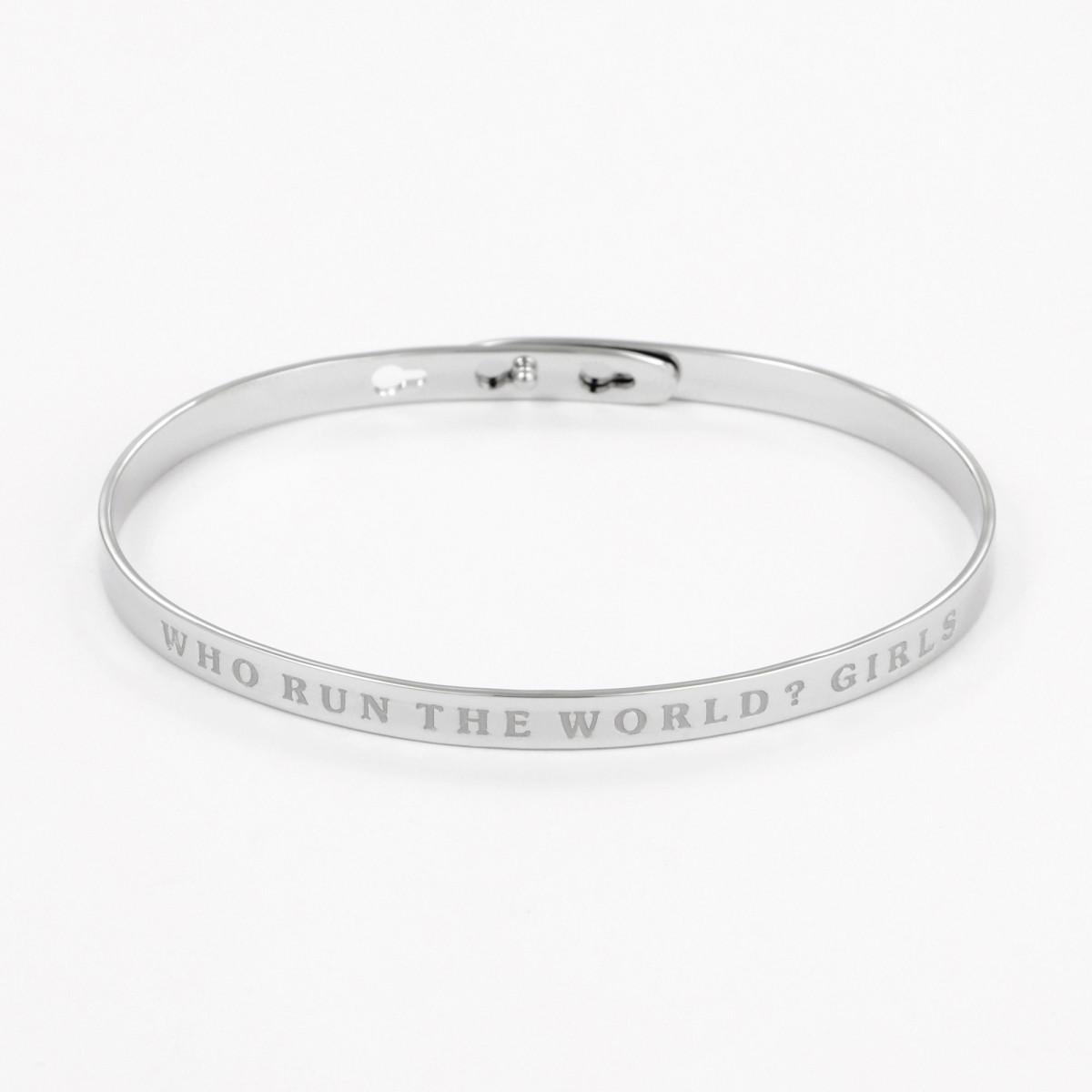 Bracelet à message "Who Run The World? Girls" Laiton argenté Bracelet à message "Who Run The World? Girls" Laiton argenté