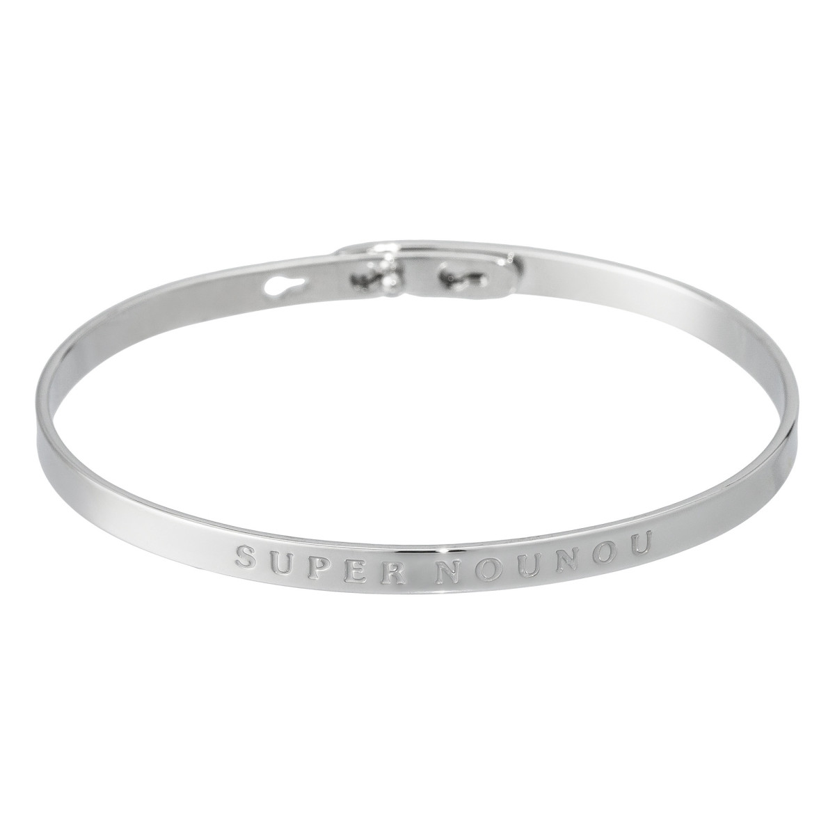 Bracelet à message "Super Nounou" Laiton argenté