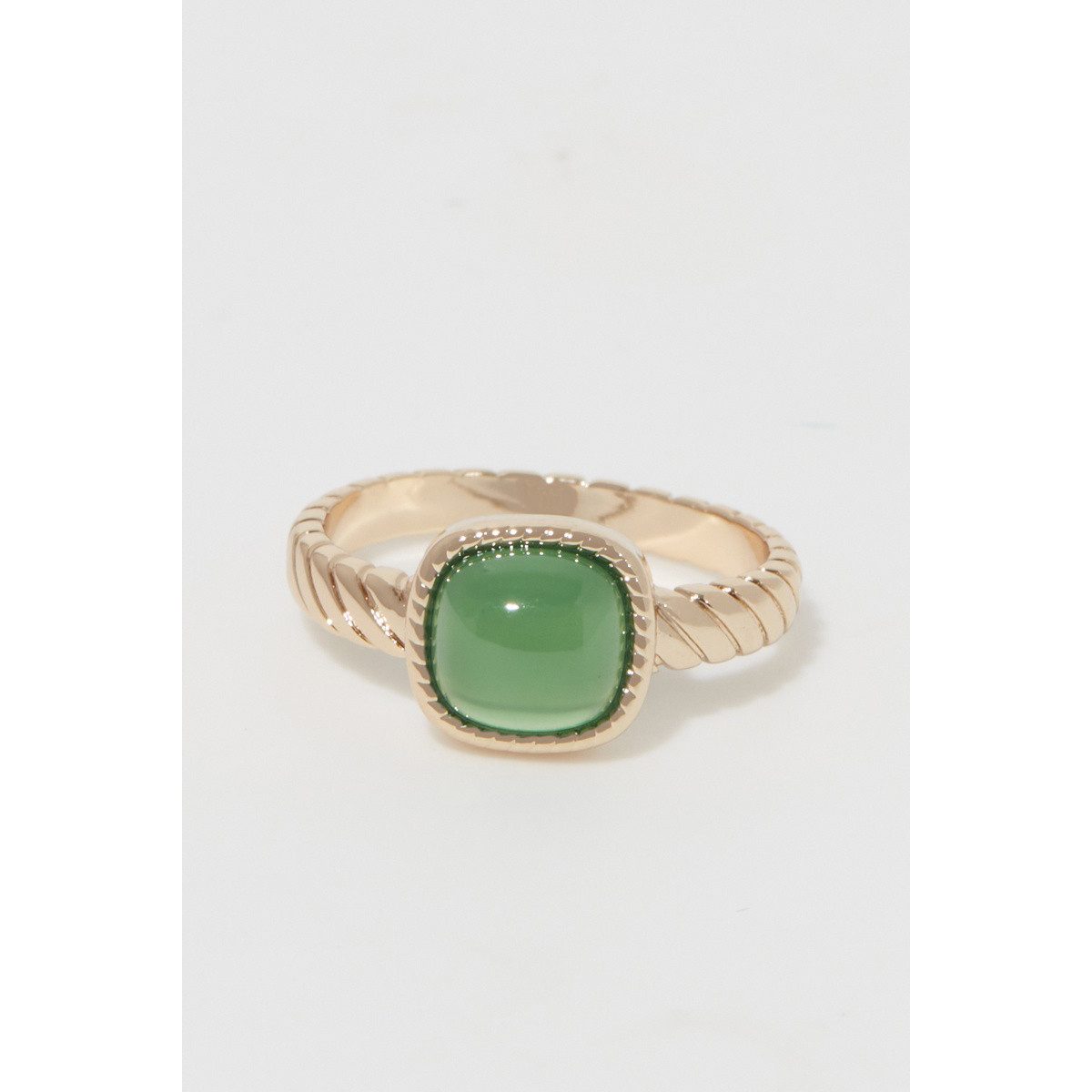Bague "Azurielle", agate verte Laiton doré
