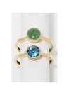 Bague Aventurine verte & Iolite Laiton doré "Equitante"