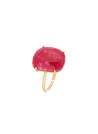 Bague ajustable Cyanite rouge Laiton doré "Chronos"