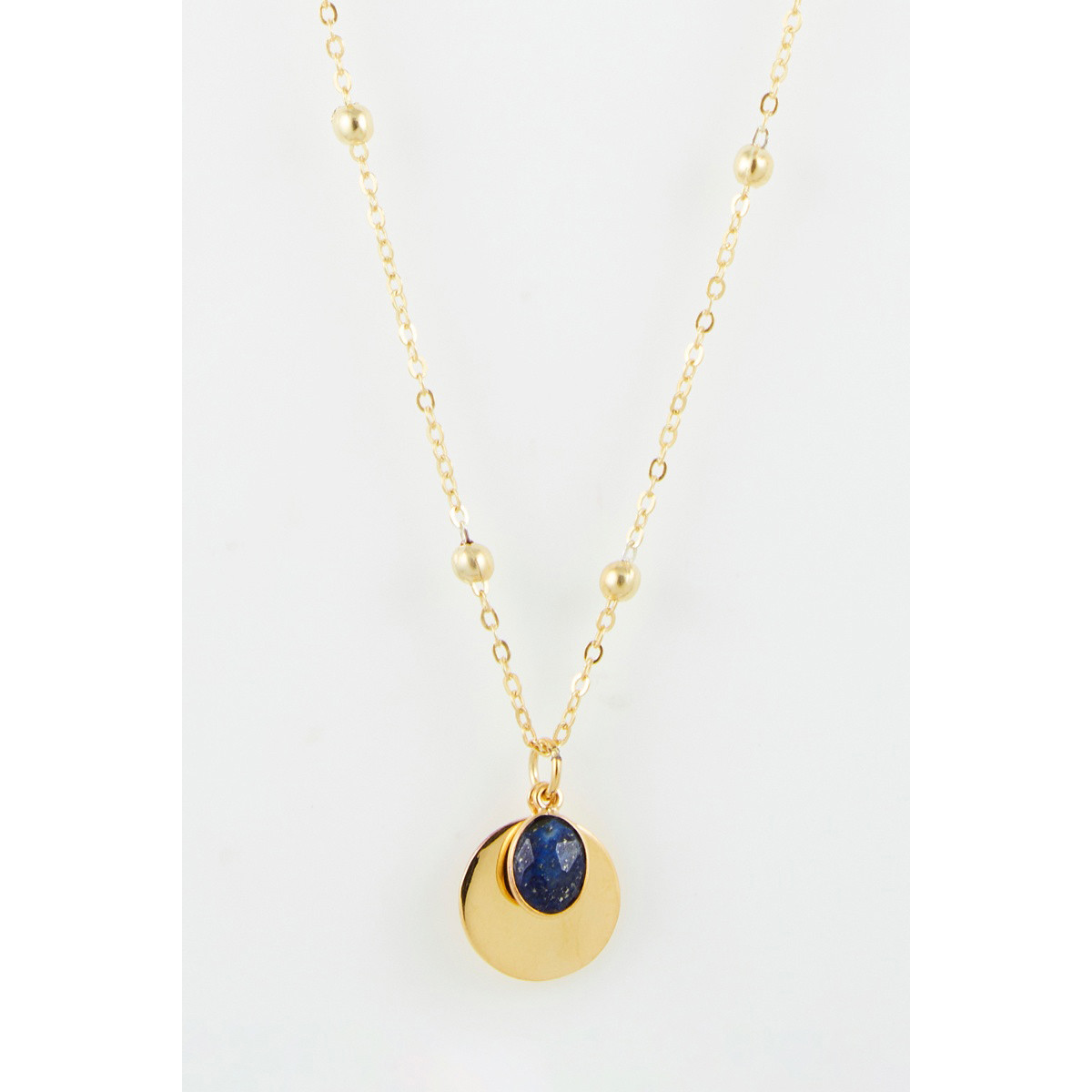 Collier "Glacium" Lapis Lazuli Laiton doré
