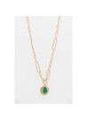 Collier "Héméra" onyx verte Laiton doré